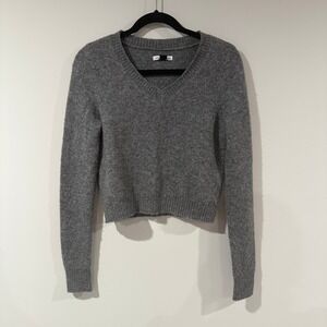 AMERICAN EAGLE‎ Gray V-Neck Long Sleeve Cropped Sweater XXS